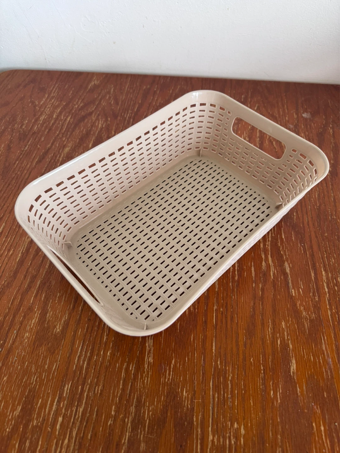 Plastic Storage Basket with Handles - Beige - photo 2