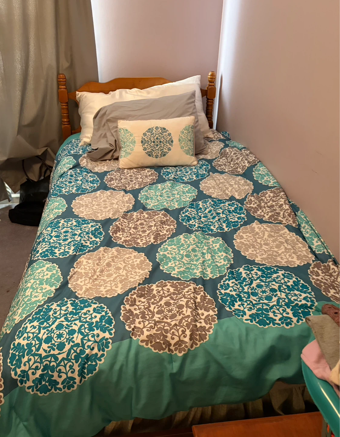 Wooden Twin Bed Frame with Headboard - photo 2