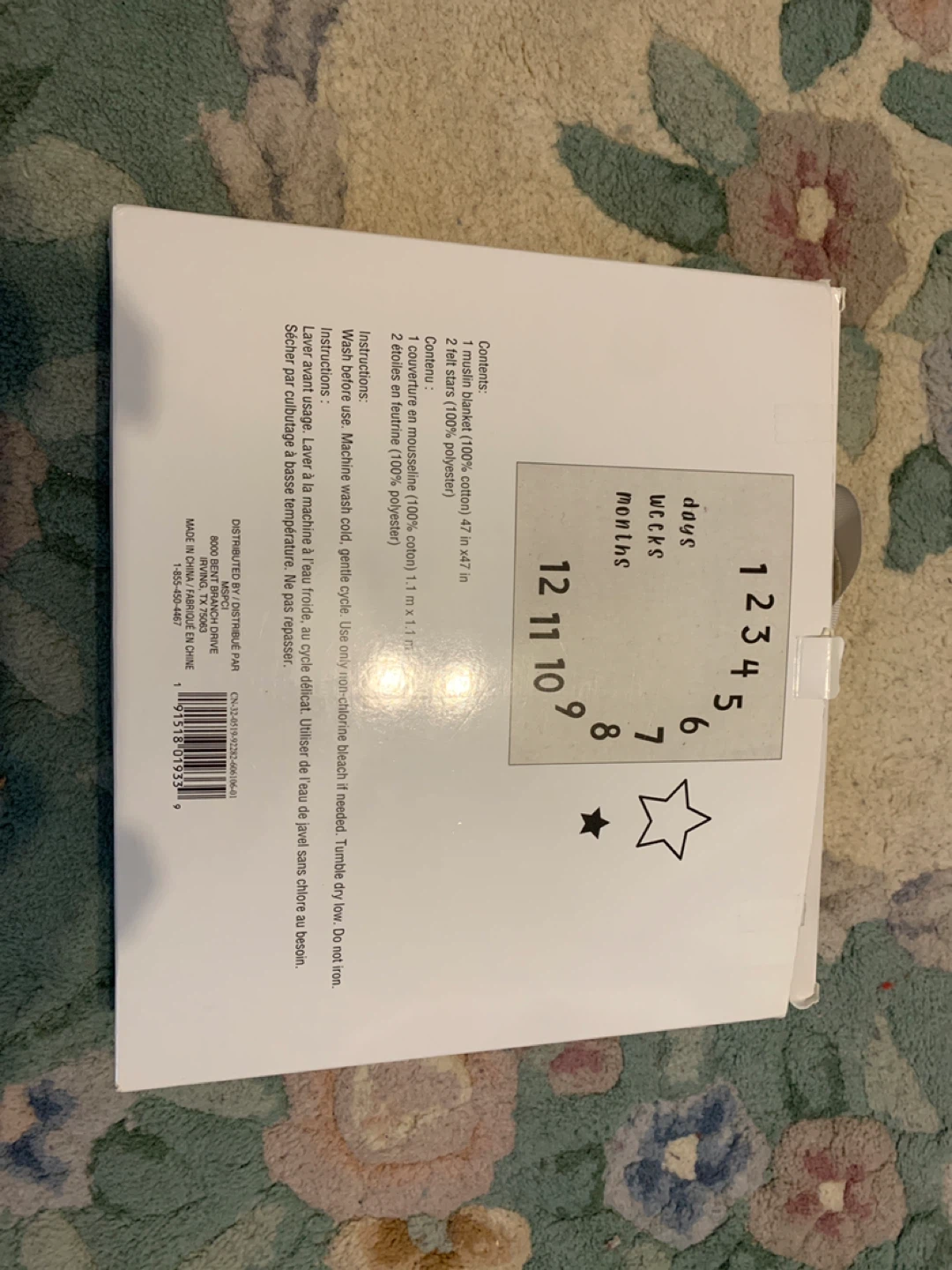 Baby Milestone Blanket - 100% cotton - new in box - photo 2