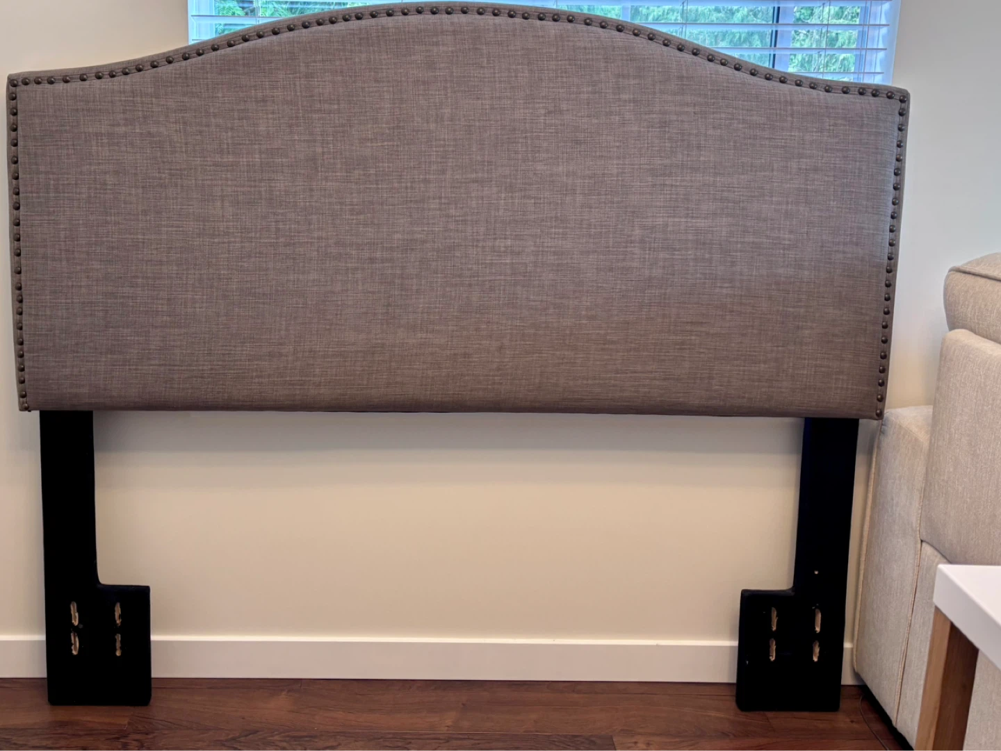 Upholstered Queen or Double Headboard with Metal Bed Frame