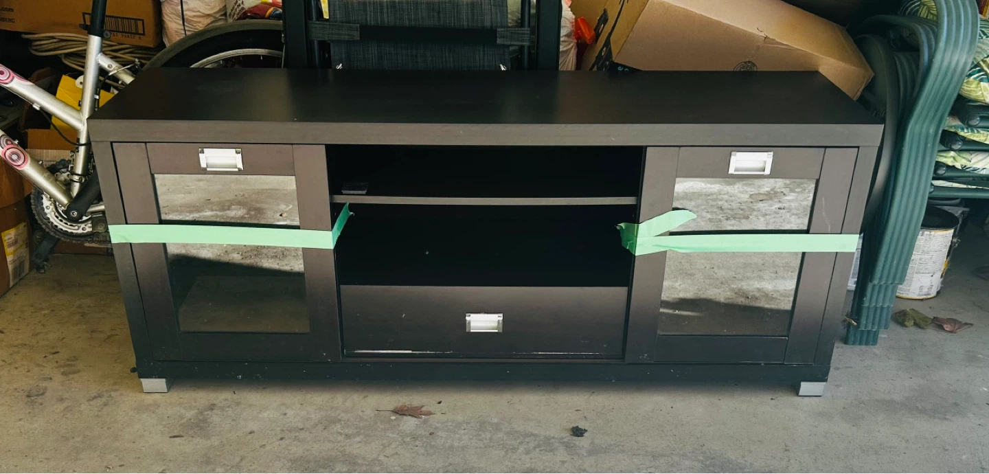 Dark Brown TV Stand with Cabinet and Drawer