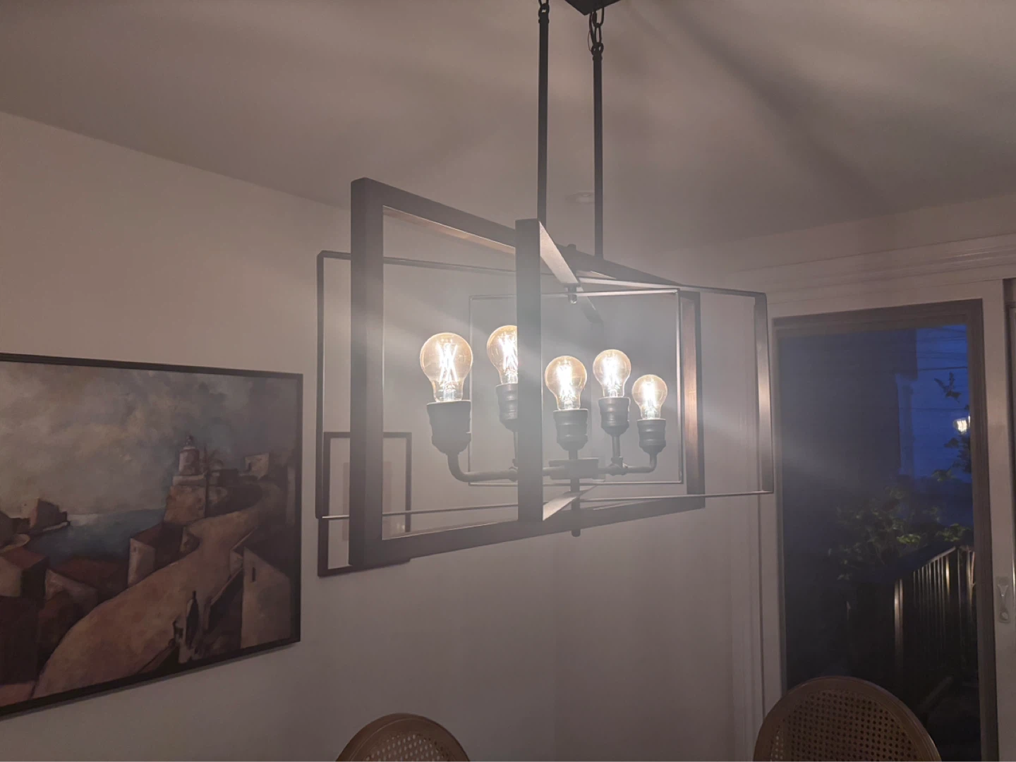 Black Metal and Wood 5-Light Chandelier - photo 5