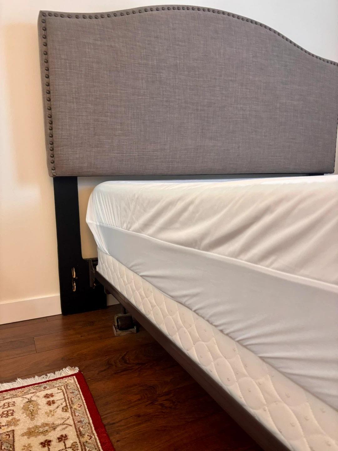 Upholstered Queen or Double Headboard with Metal Bed Frame - photo 3