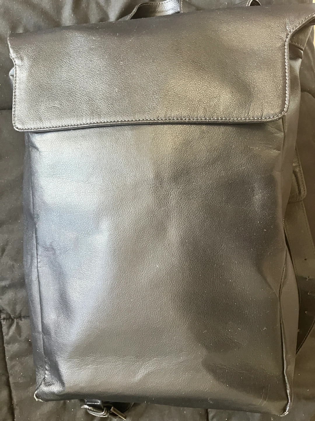 Black Apple Leather Backpack made in Italy