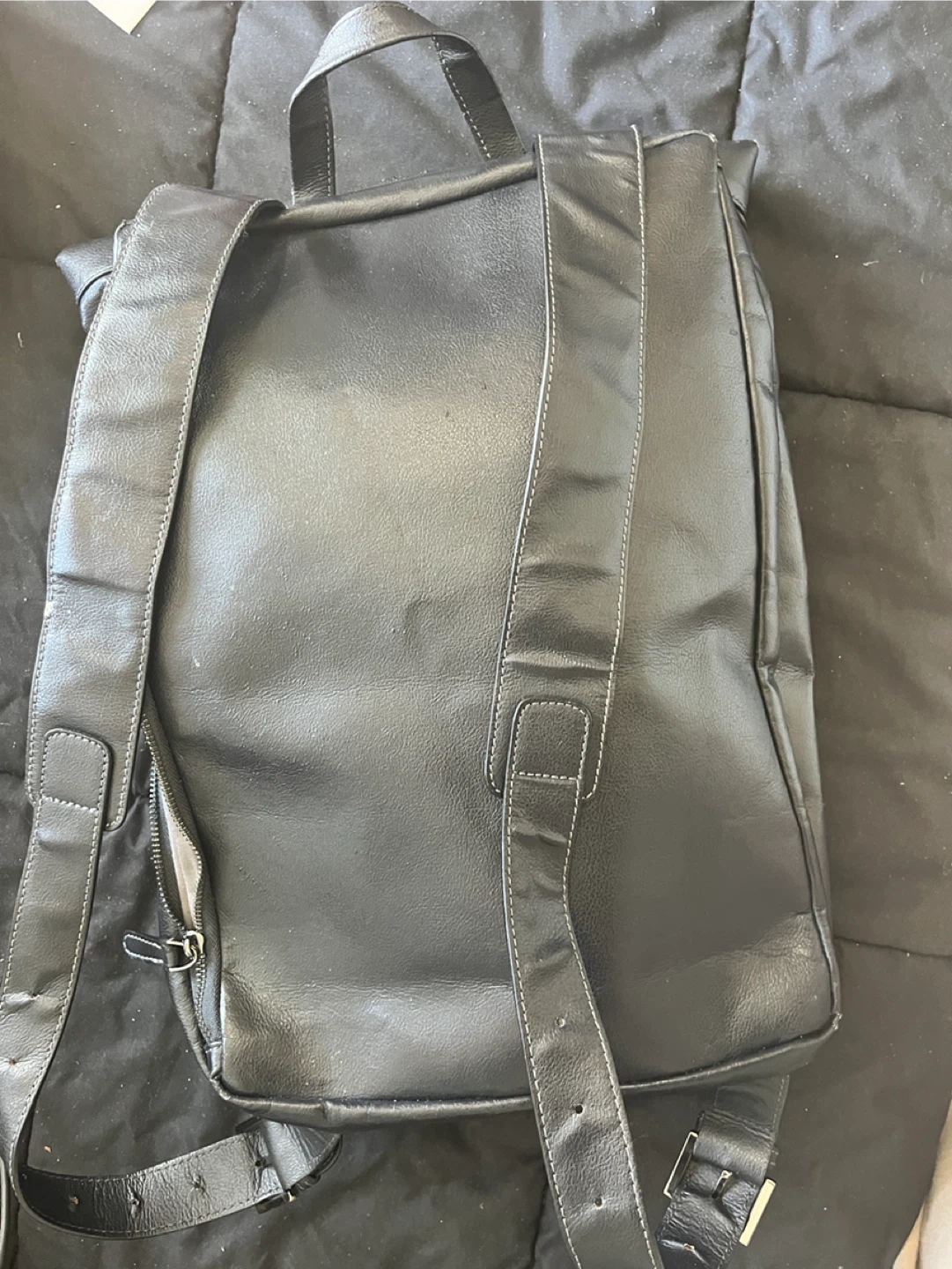 Black Apple Leather Backpack made in Italy - photo 3