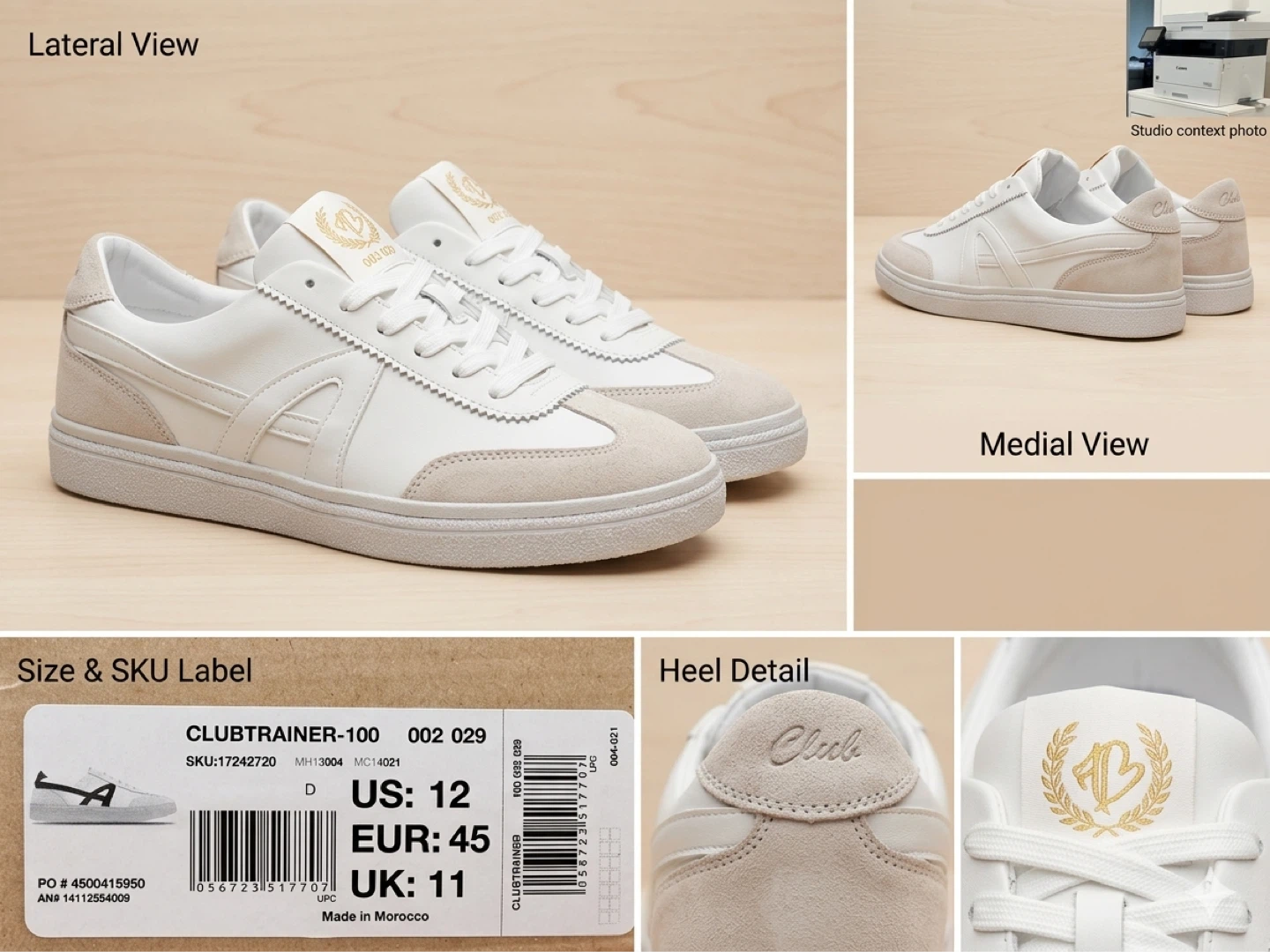 ALDO Sport Club Men's Sneakers Size 12 White Beige Leather Suede