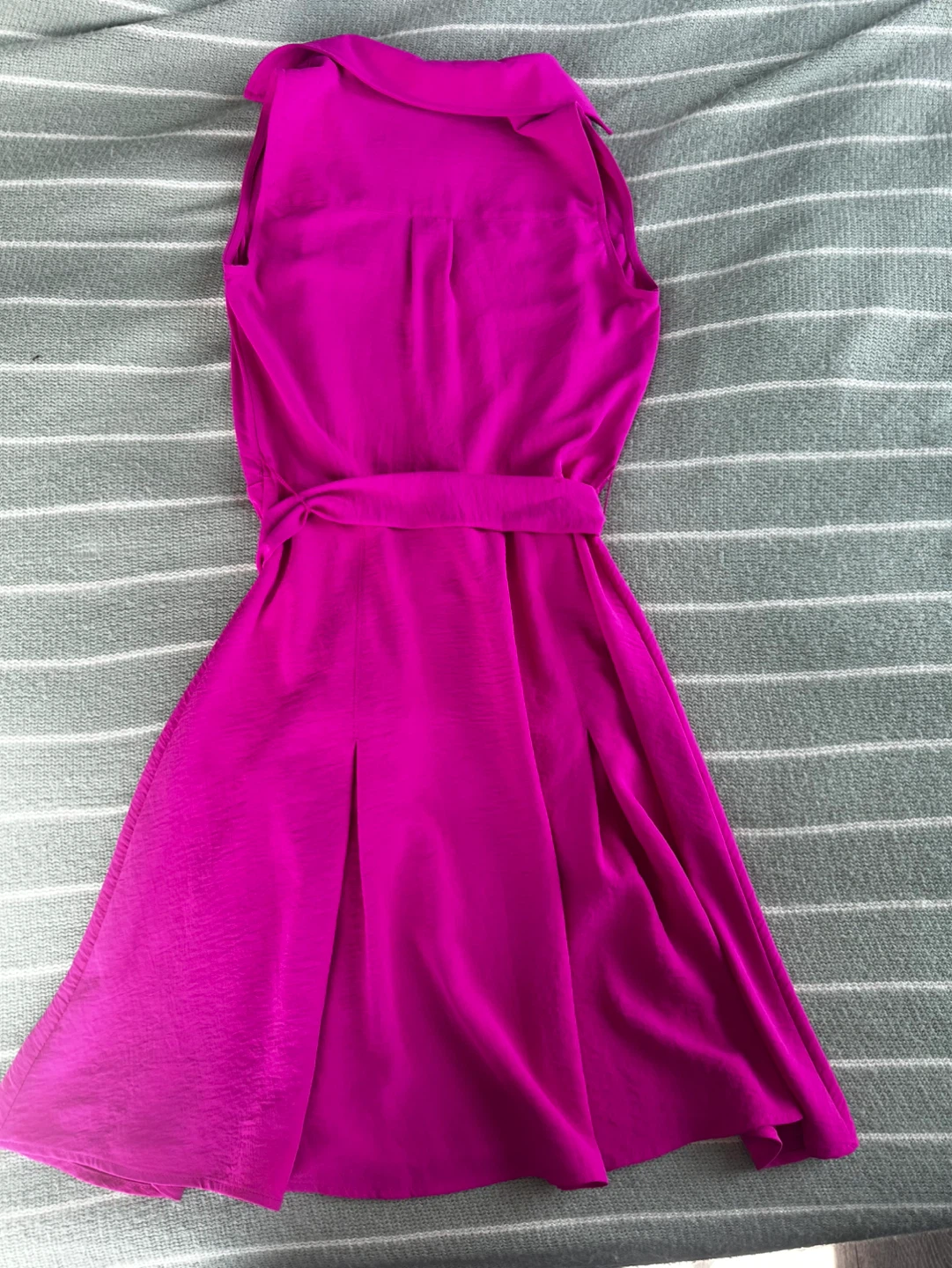 DKNY Women's Pink Sleeveless Collared Shirt Dress with Belt - photo 3