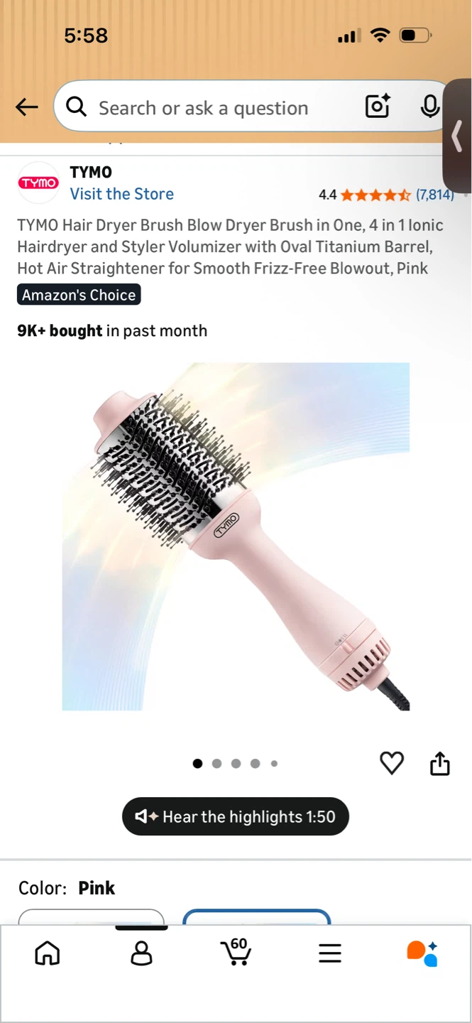 TYMO Hair Dryer Brush - Pink