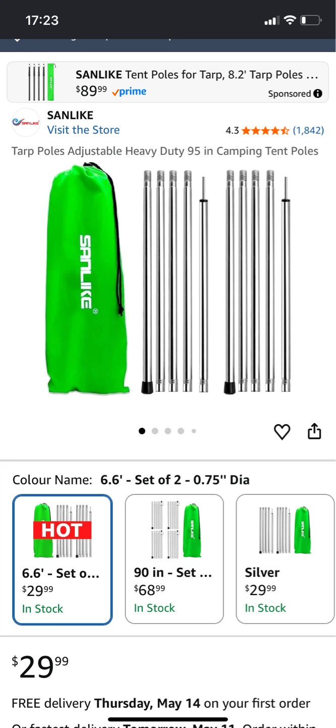 Brand new Unigear Camping Tarp + Sanlike Adjustable Poles Set - photo 3