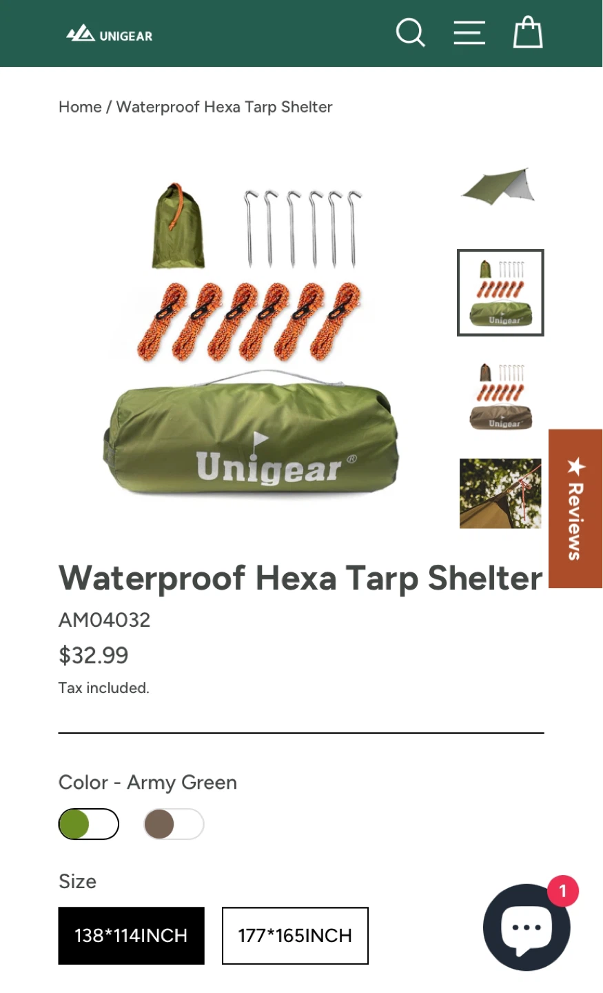 Brand new Unigear Camping Tarp + Sanlike Adjustable Poles Set - photo 2