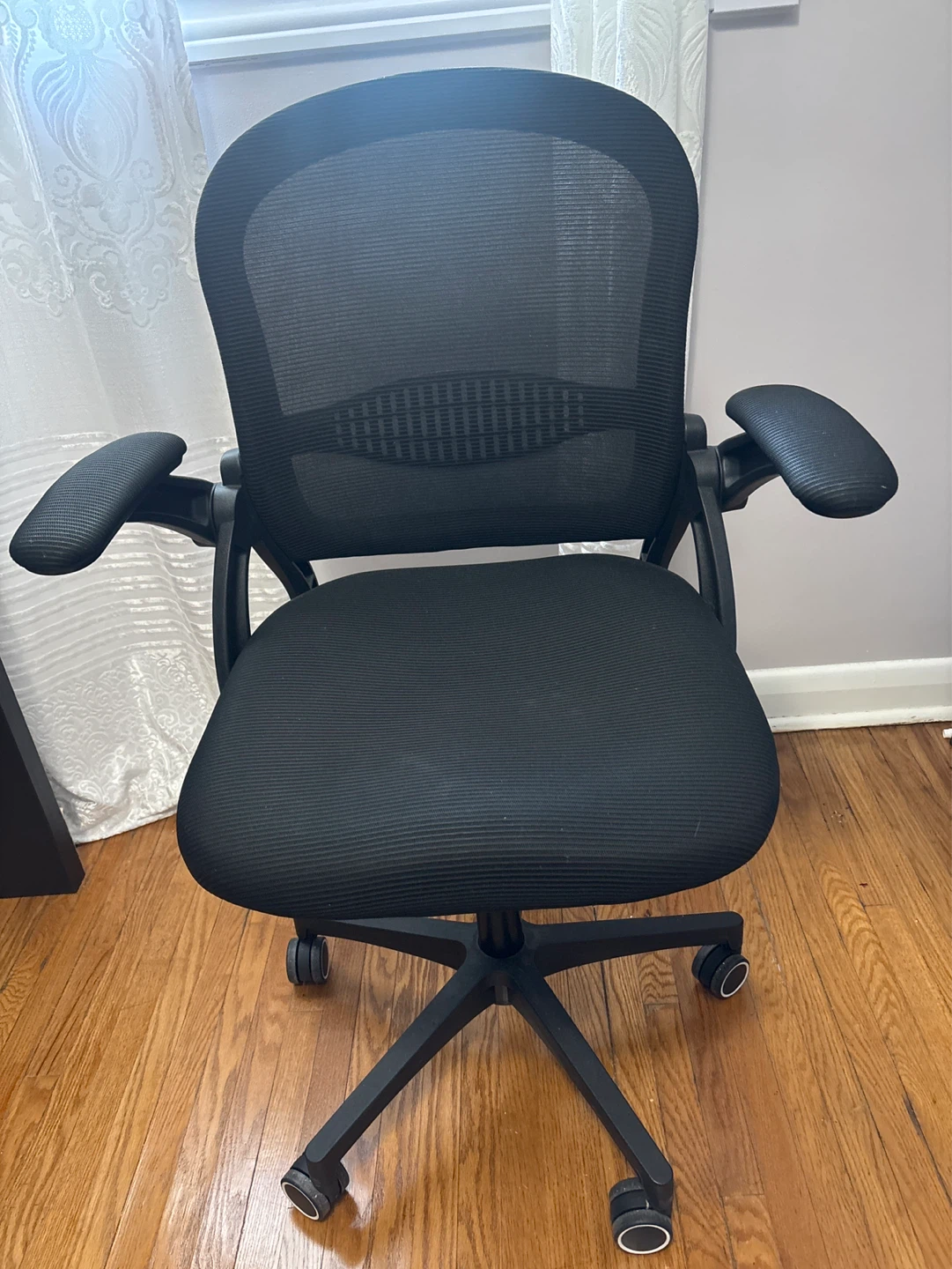 Black Mesh Office Chair with Adjustable Arms