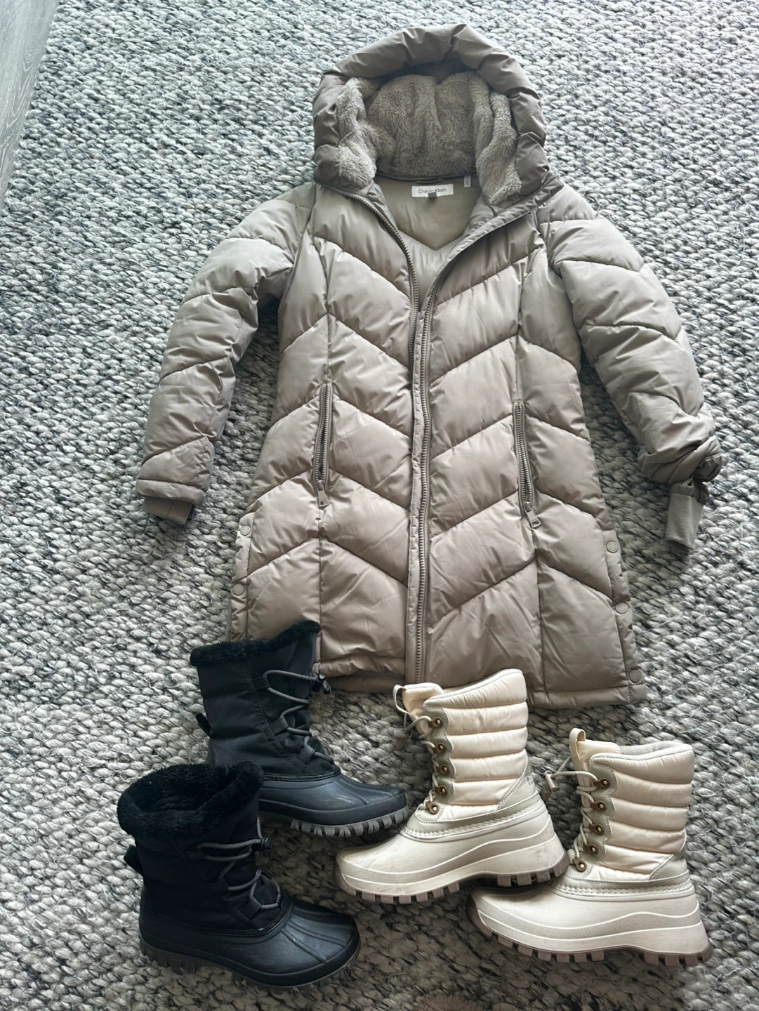 Calvin Klein Women's Puffer Coat  + 2 Pair of Boots