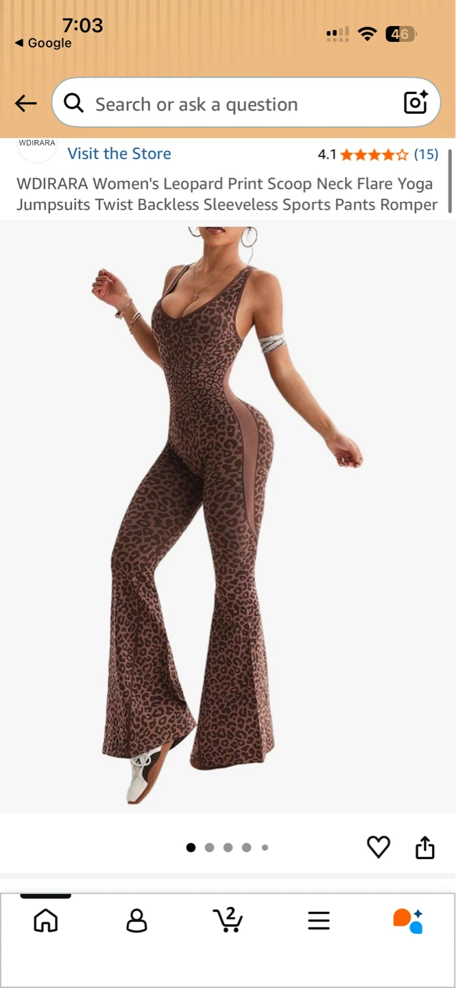 WDlRARA Women's Leopard Print Flare Yoga Jumpsuit