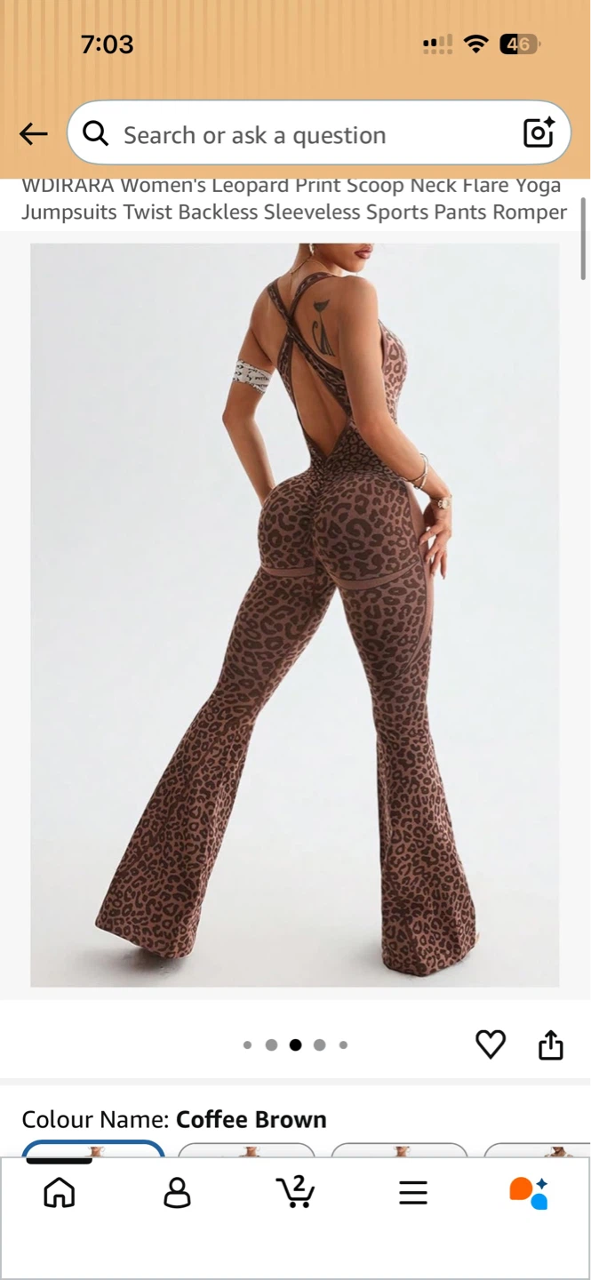 WDlRARA Women's Leopard Print Flare Yoga Jumpsuit - photo 4