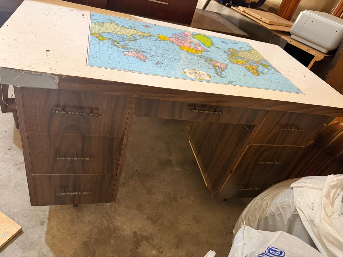 Vintage World Map Desk