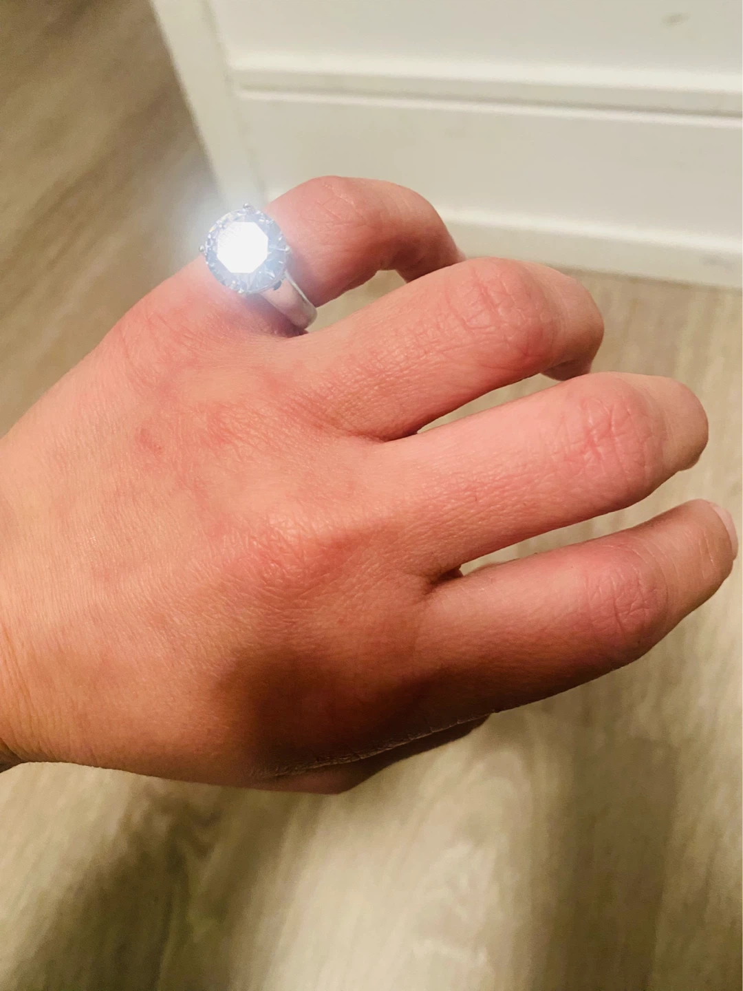 Sterling Silver Ring with Large CZ Stone and Ruby Trademark - photo 2