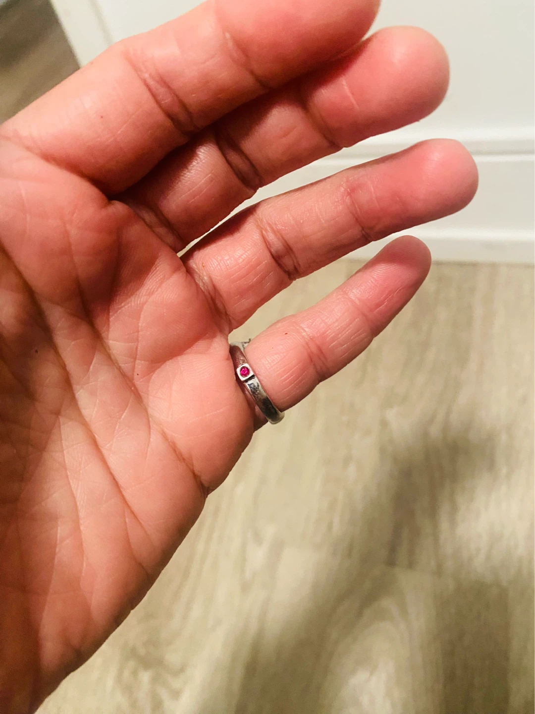 Sterling Silver Ring with Large CZ Stone and Ruby Trademark - photo 3