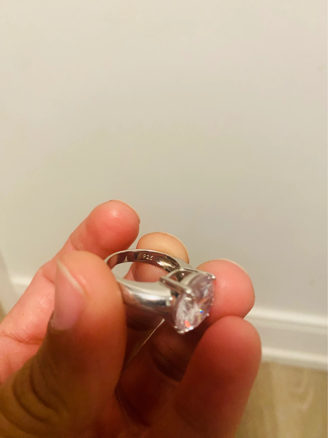 Sterling Silver Ring with Large CZ Stone and Ruby Trademark - photo 5
