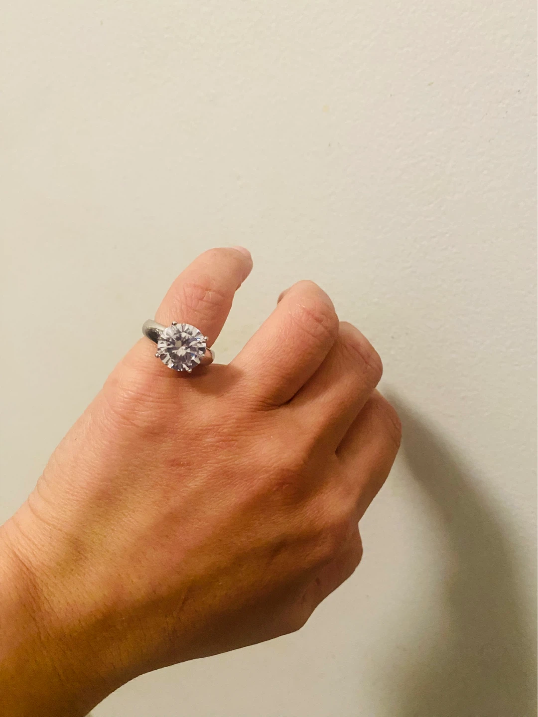 Sterling Silver Ring with Large CZ Stone and Ruby Trademark