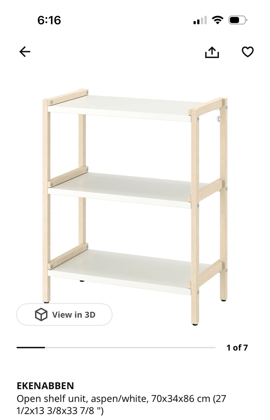 IKEA EKENÄBBEN Open Shelf Unit - Aspen/White - photo 2
