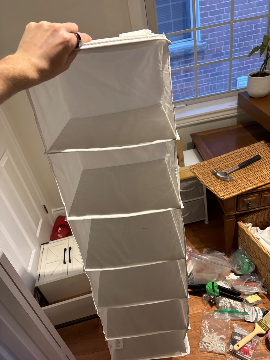 White Hanging Closet Organizer 6 Shelves