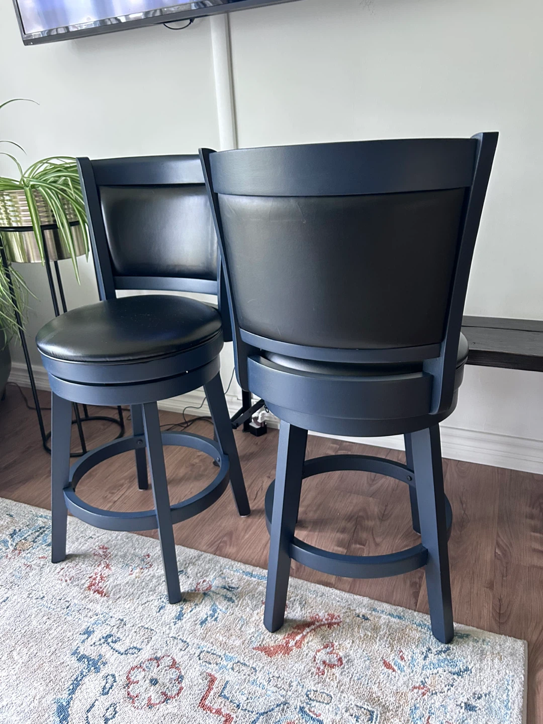 Blue Swivel Bar Stools (Set of 2) - photo 3
