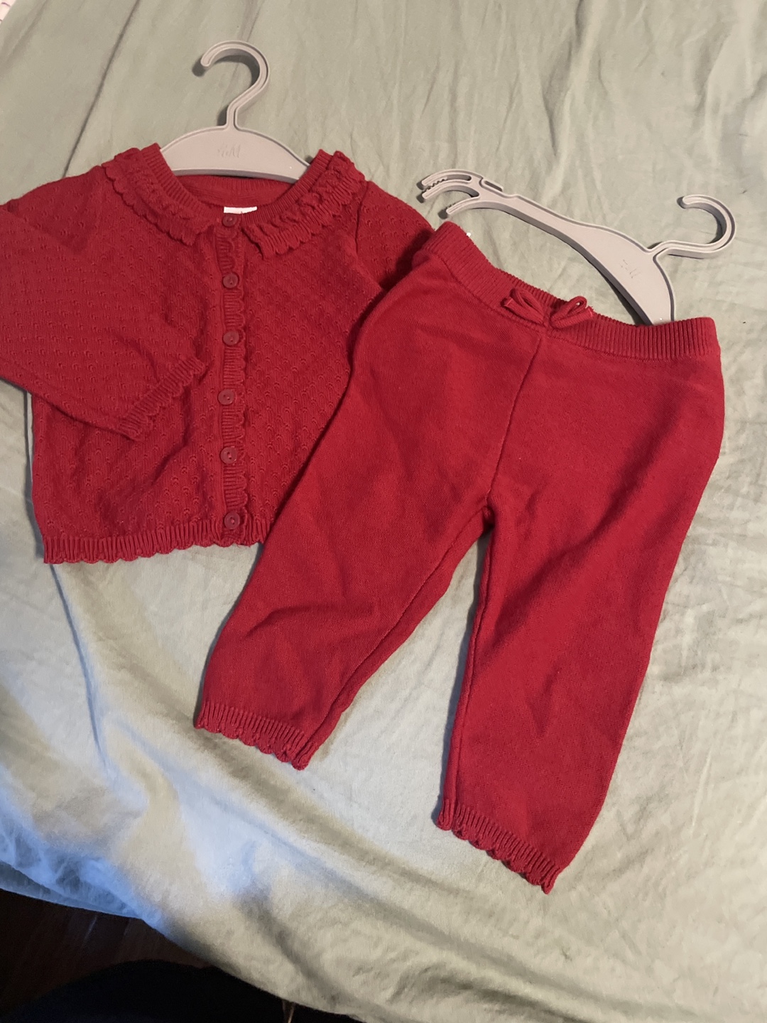 Baby Girl's Red Cardigan and Pants Set