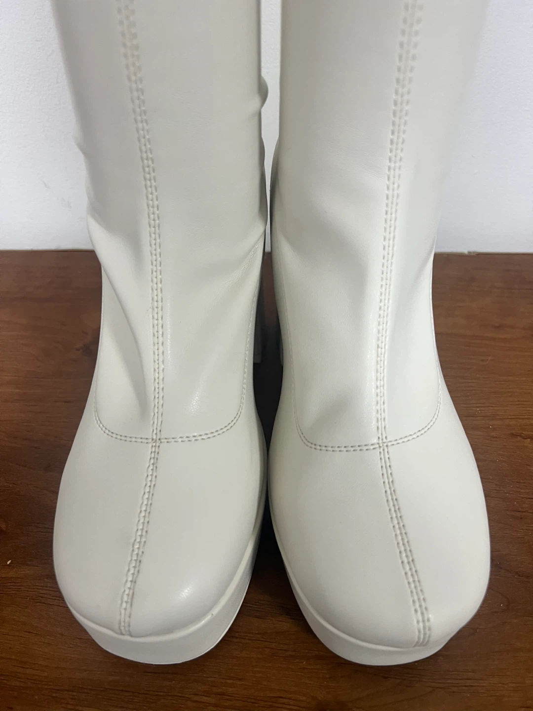 NOKWOL White Platform Chunky Heel Go Go Boots - photo 5
