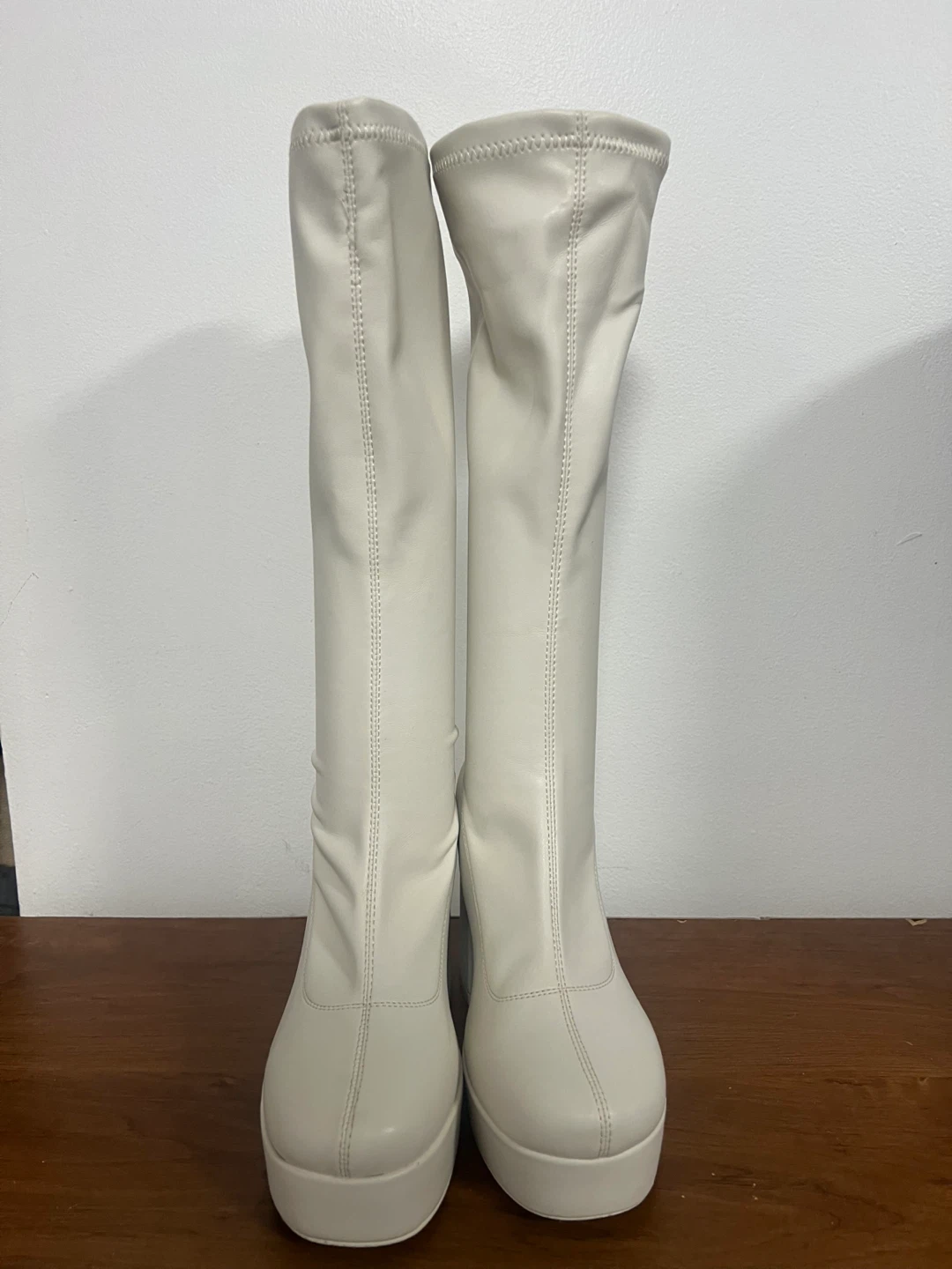 NOKWOL White Platform Chunky Heel Go Go Boots - photo 3