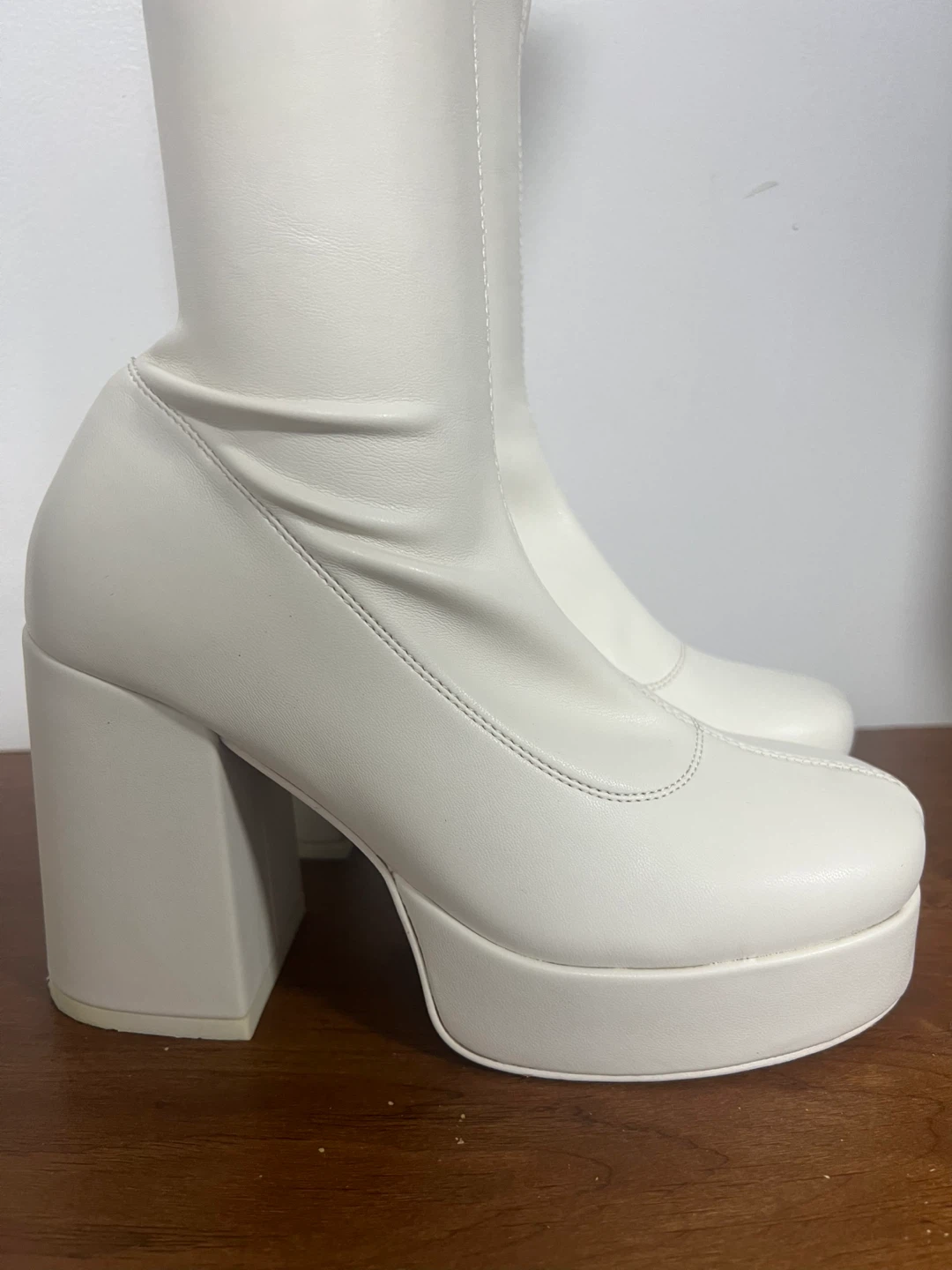NOKWOL White Platform Chunky Heel Go Go Boots - photo 2