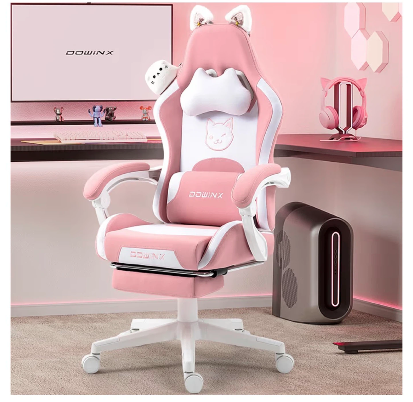 Dowinx Gaming Chair with Footrest & Lumbar Support