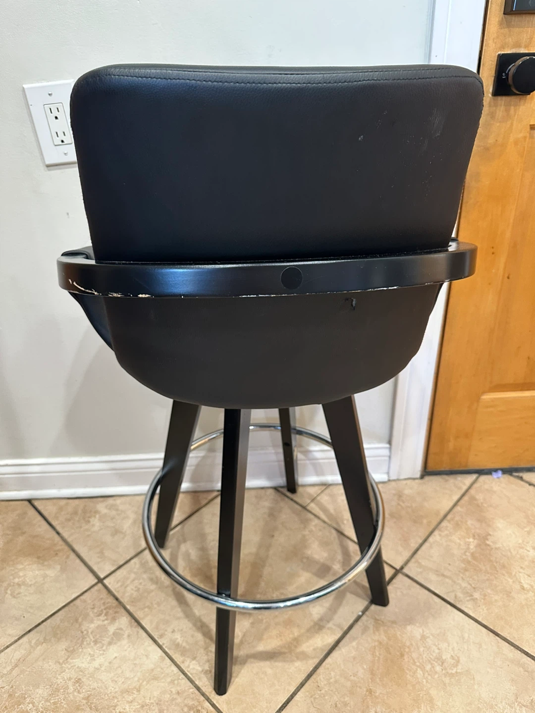ONE Black Faux Leather Swivel Bar Stool - photo 2
