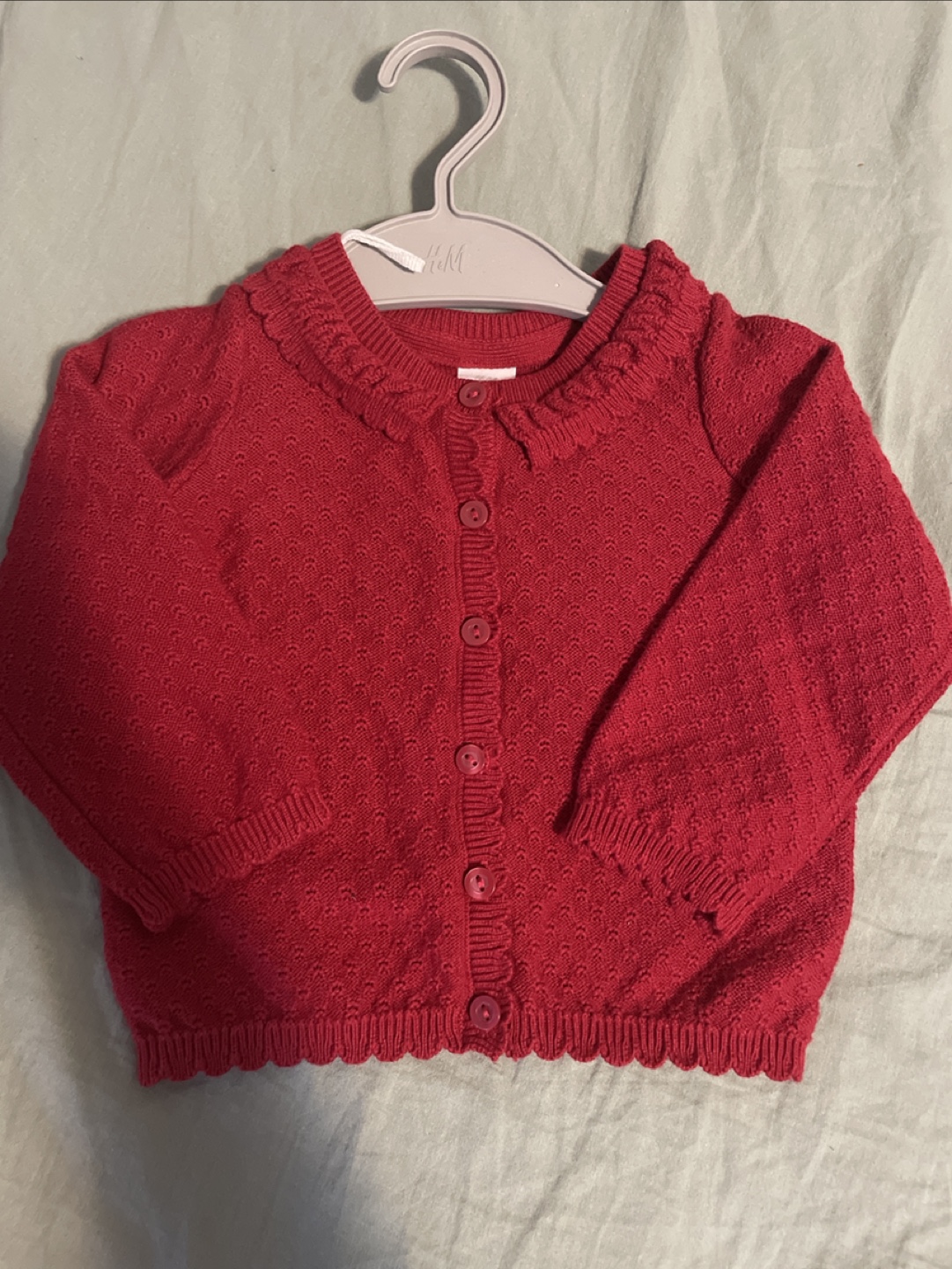 Baby Girl's Red Cardigan and Pants Set - photo 2