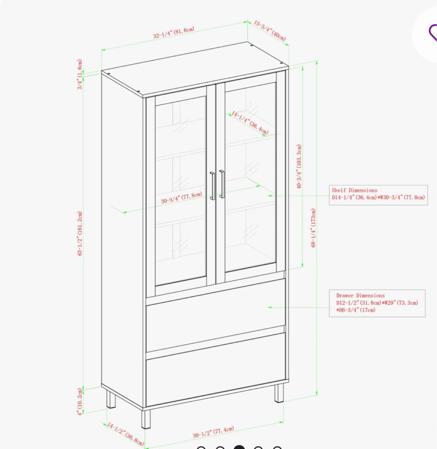 Glass Door Cabinet with Drawers - photo 4