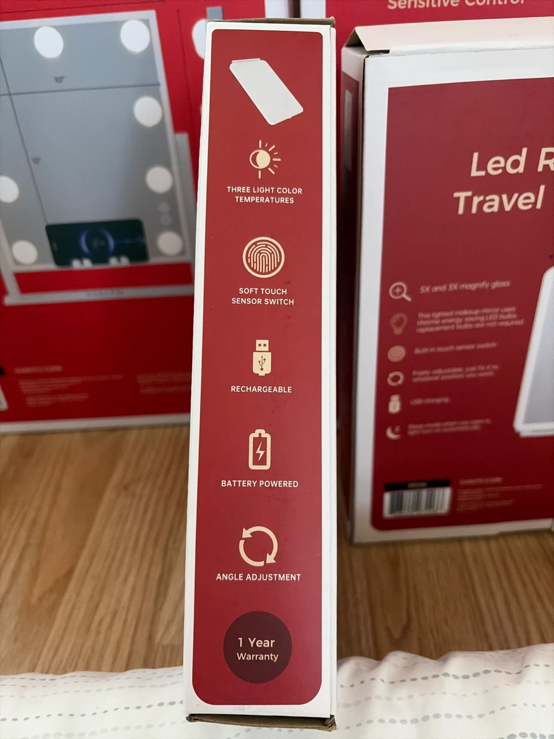 Vanity LED Rechargeable Travel Mirror White - photo 5