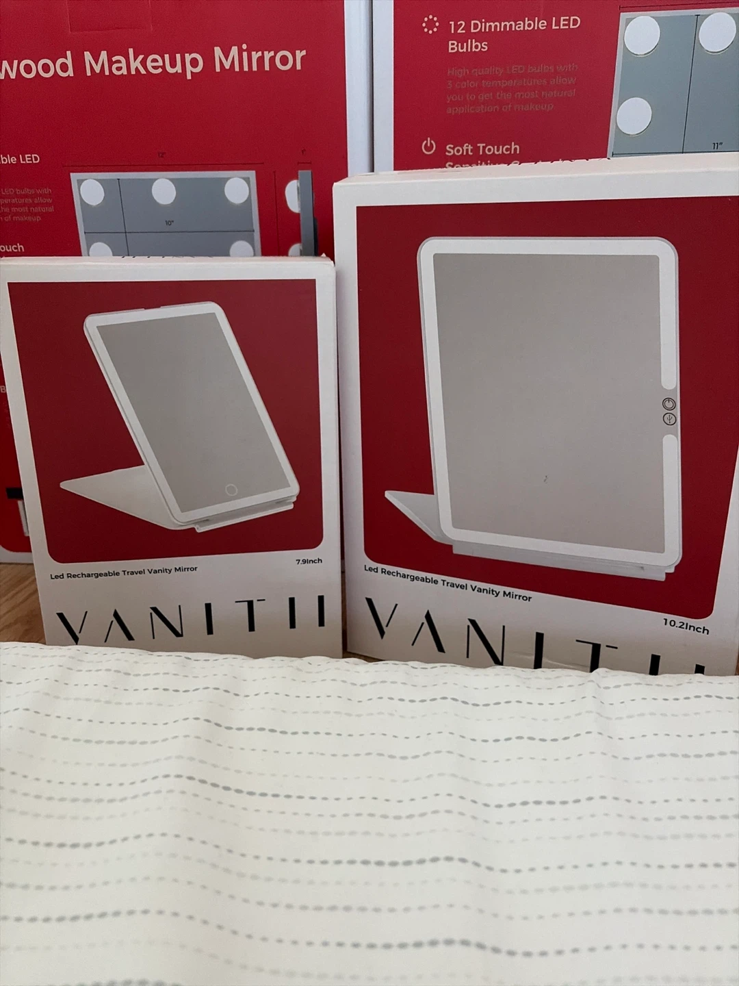 Vanity LED Rechargeable Travel Mirror White