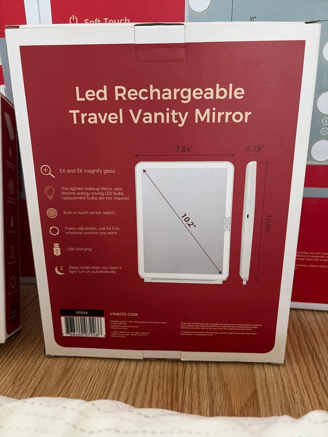 Vanity LED Rechargeable Travel Mirror White - photo 3