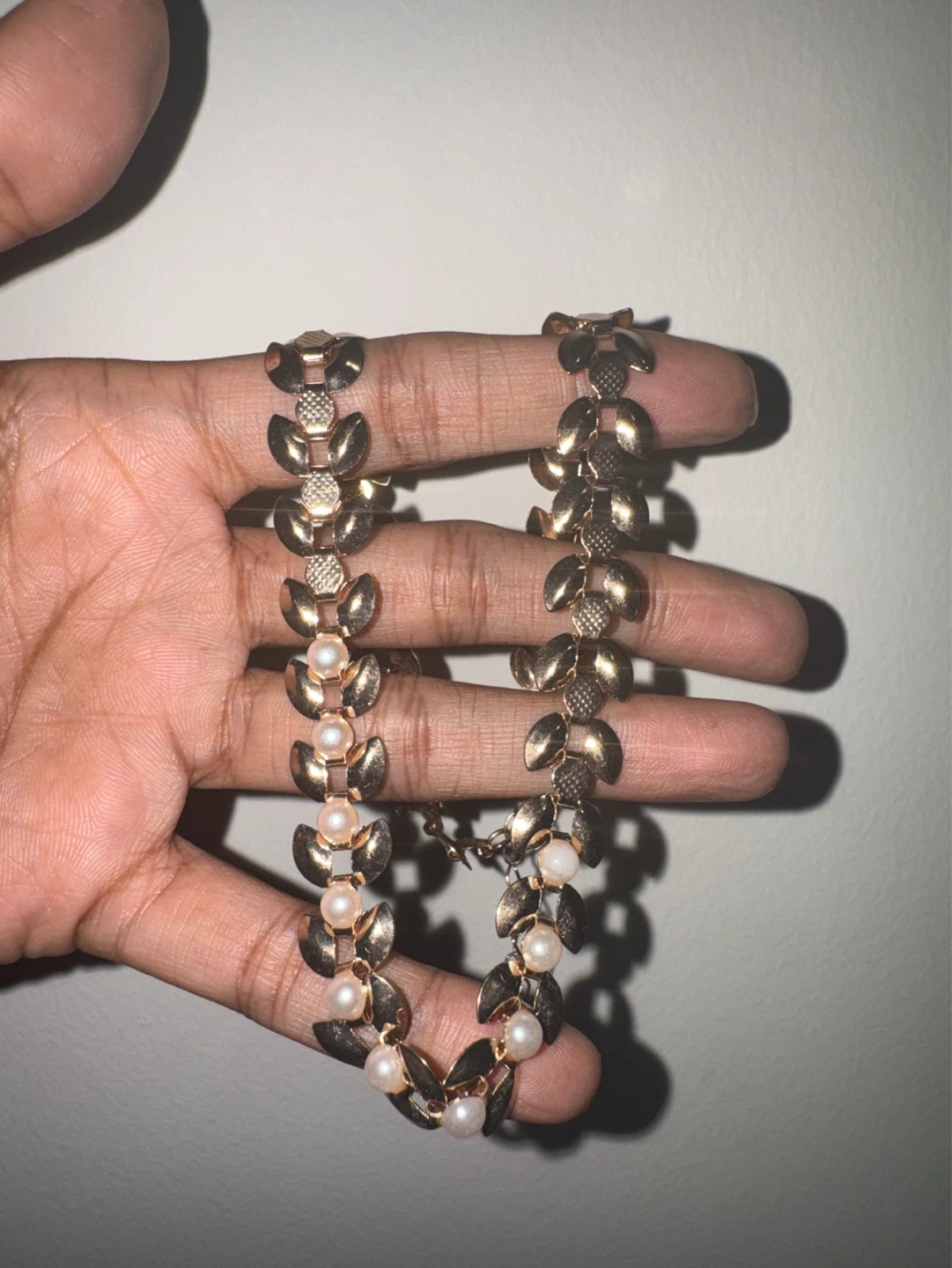 Gold Tone Bracelet with Pearls - photo 2