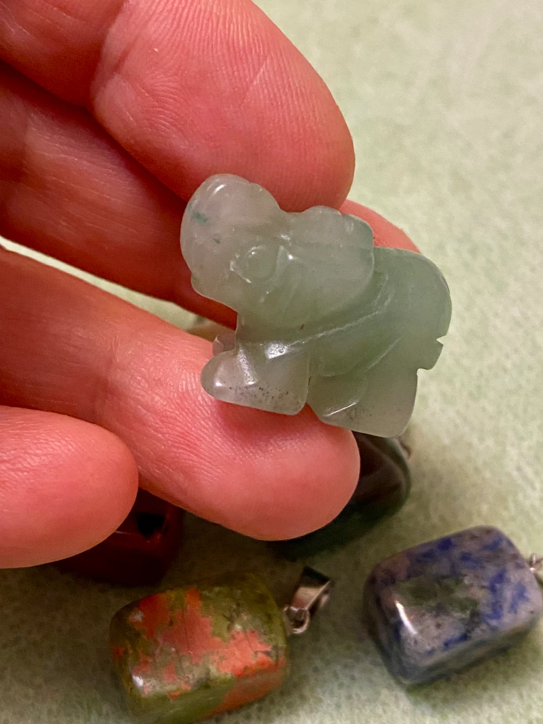 Assorted Gemstone Pendants with Elephant Charm - photo 3