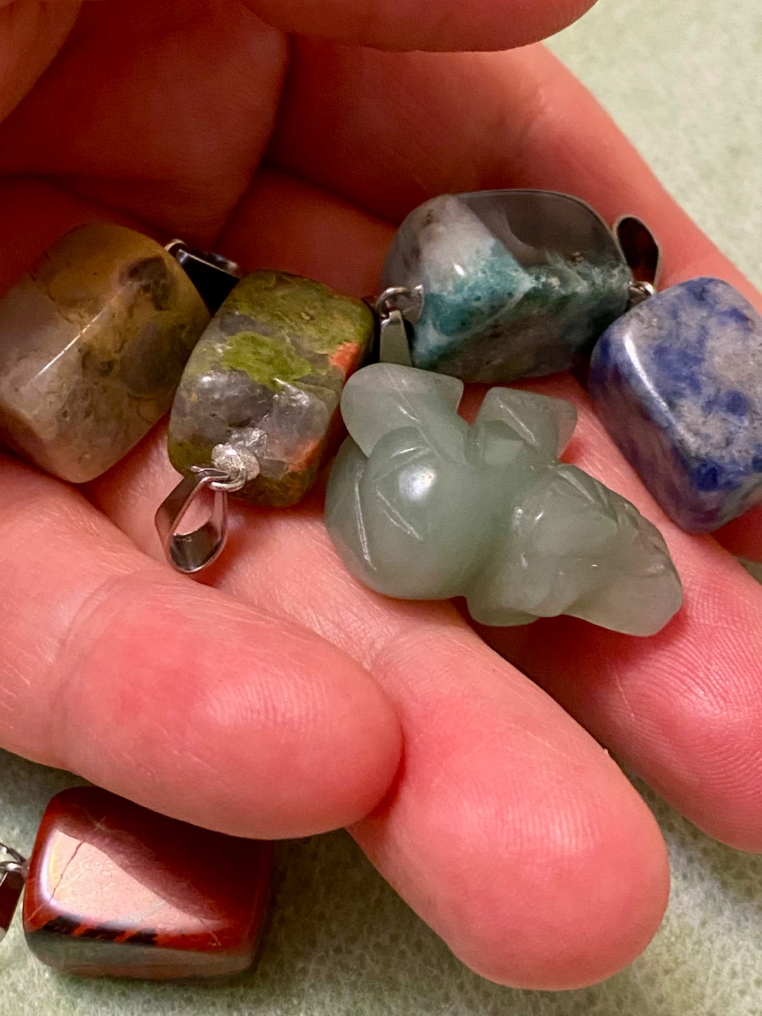 Assorted Gemstone Pendants with Elephant Charm - photo 4