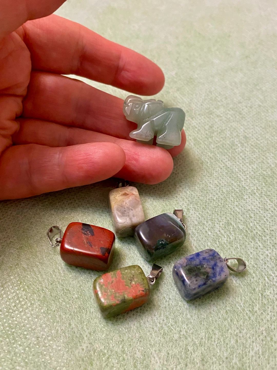 Assorted Gemstone Pendants with Elephant Charm - photo 2