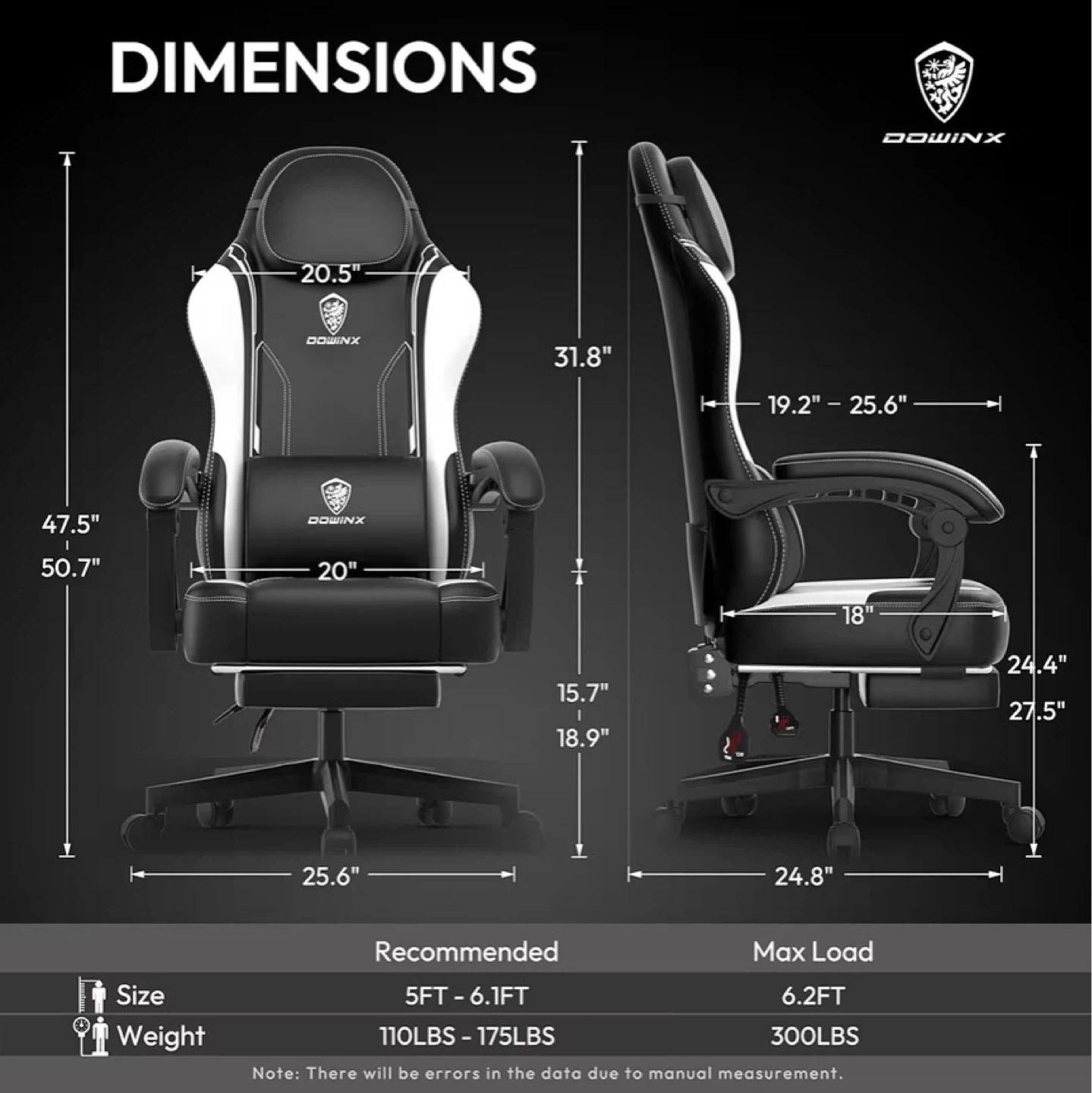 Dowinx Gaming Chair with Footrest - Like New (White/Black) - photo 2