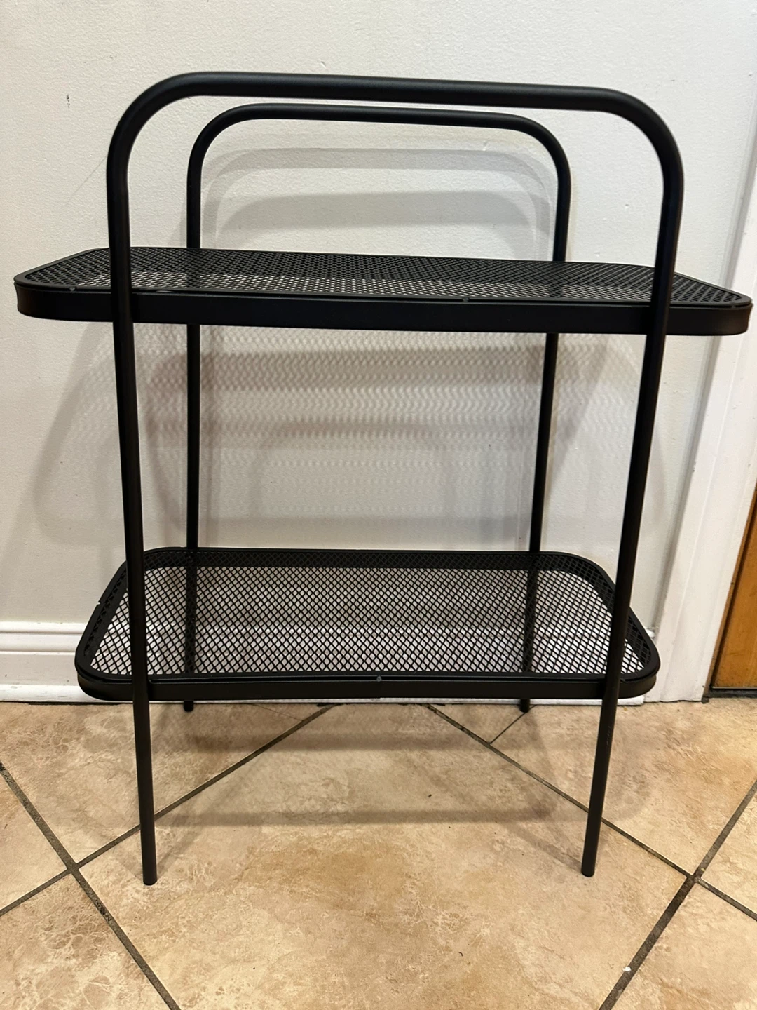 Black Metal 2-Tier Mesh Shelf Plant Stand - photo 2