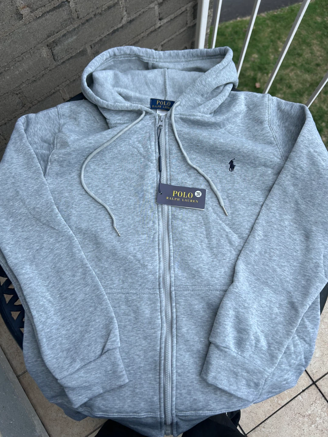 Polo Ralph Lauren Chandail à Capuchon Gris Taille M
