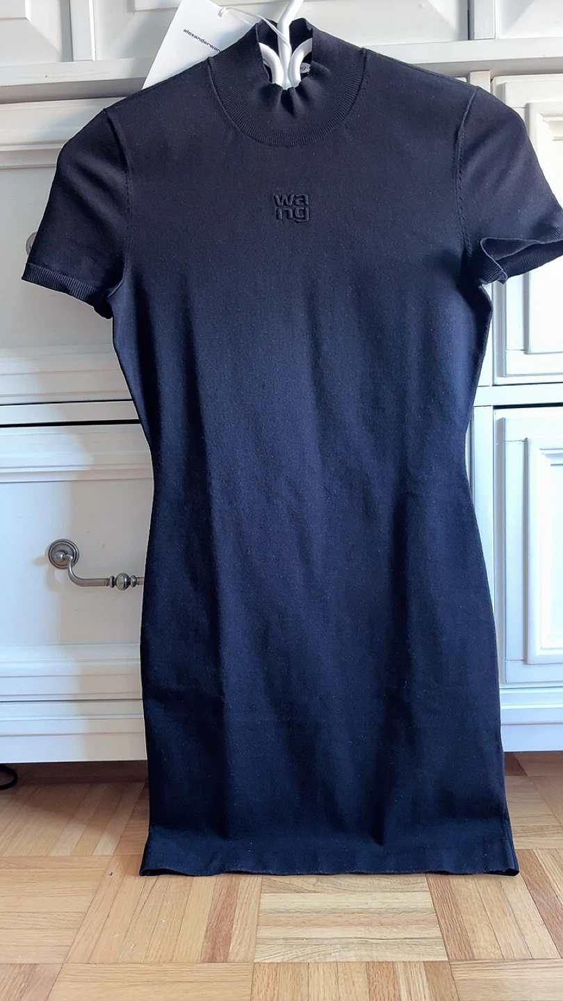 ALEXANDERWANG.T Black Logo-Embossed Minidress Size XS