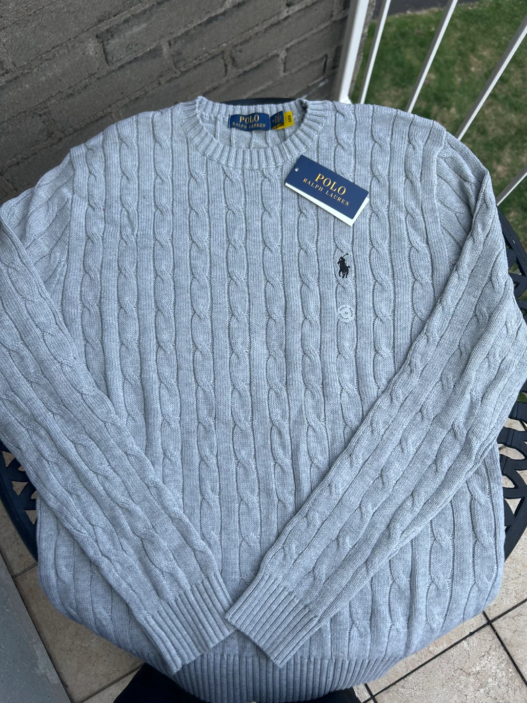 Chandail Polo Ralph Lauren gris chiné - Taille M