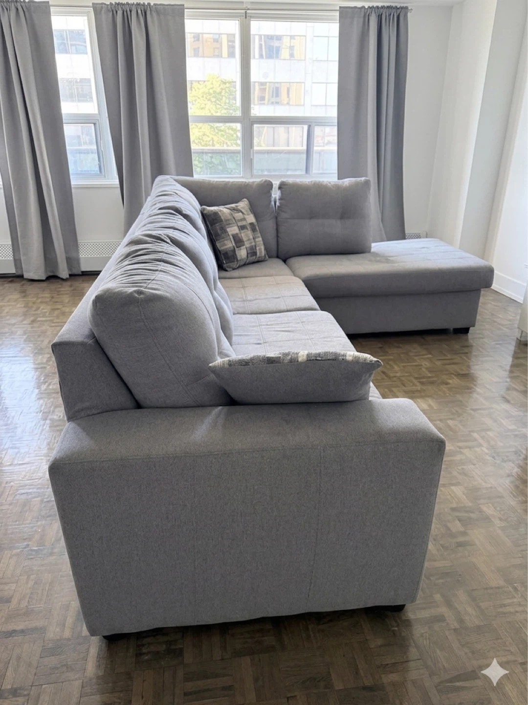 Grey L-Shaped Sectional Sofa with Chaise - photo 2