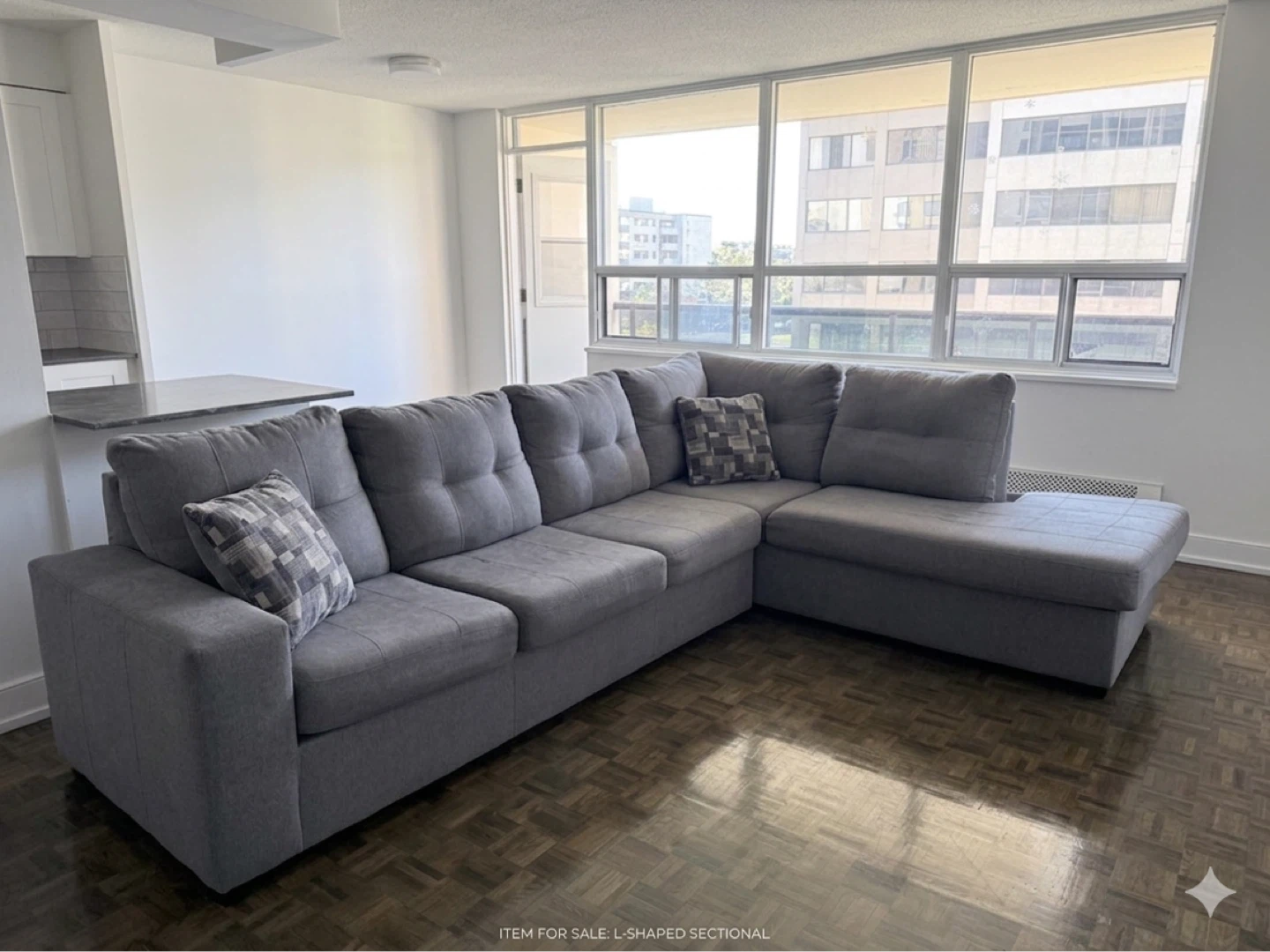Grey L-Shaped Sectional Sofa with Chaise