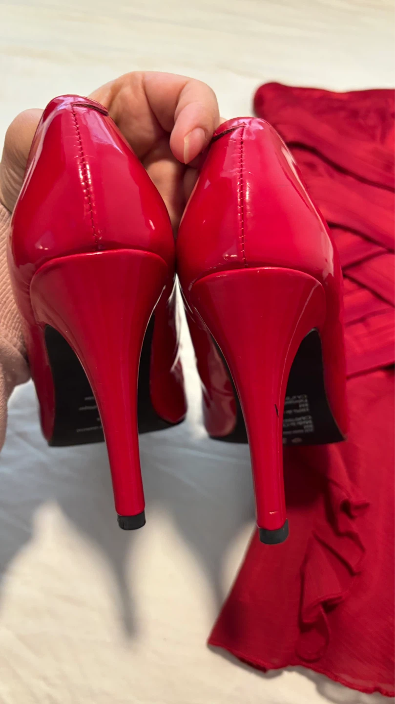 Red Patent Bow Heels-Size 8 & Red Dress-Size M - photo 3