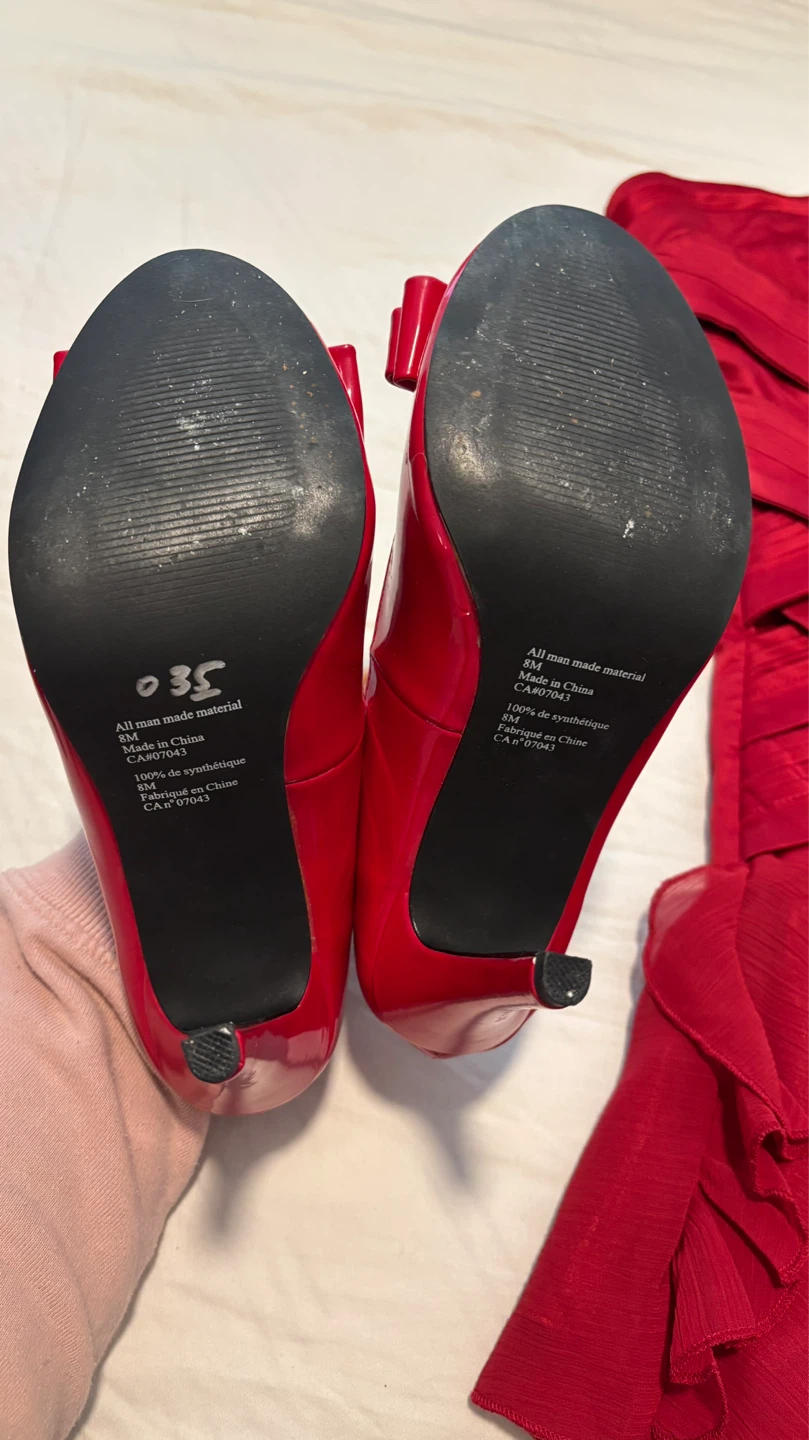 Red Patent Bow Heels-Size 8 & Red Dress-Size M - photo 4